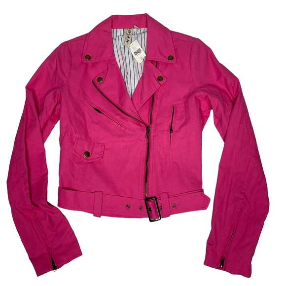 NWT Dolan Anthropologie Hot Pink Moto Jacket xs - Picture 8 of 12